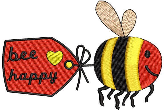 Bee Happy Honey Bee: A Charming Embroidery Design