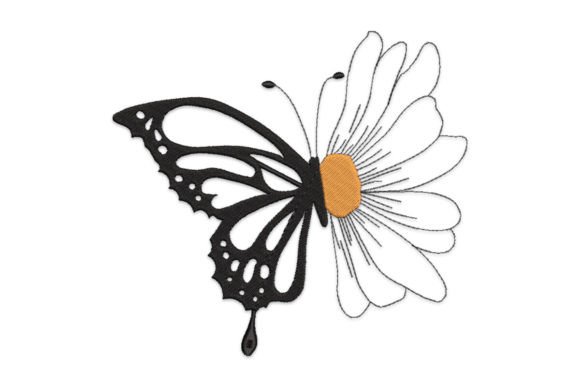 Butterfly Daisy: A Charming Embroidery Design