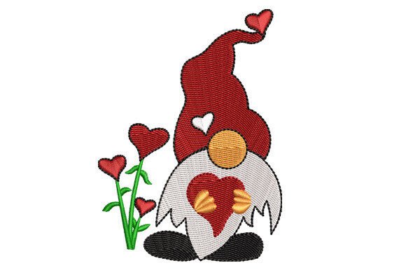 Charming Christmas Gnome with Heart and Flowers