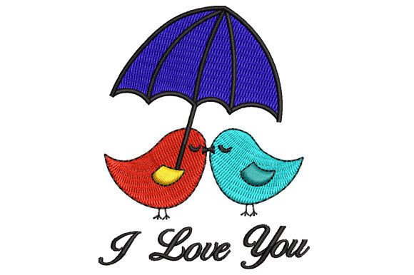 Charming I Love You Loving Birds Embroidery