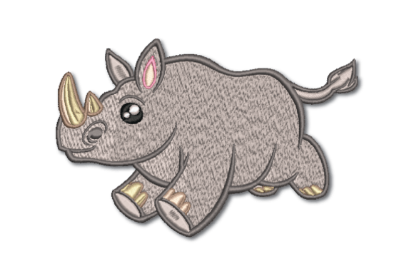 Charming Rhino: A Versatile Embroidery Design