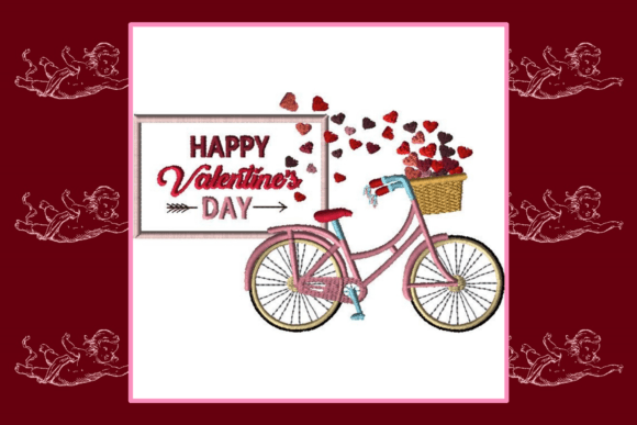Charming Valentine Bicycle for Embroidery