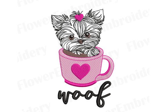 Charming Yorkie Dog Embroidery Design