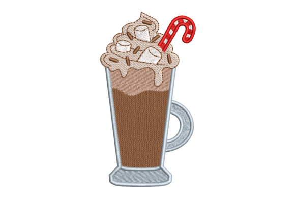 Christmas Hot Chocolate with Marshmallow Embroidery