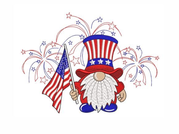 Cute and Patriotic: American Gnome with Fireworks