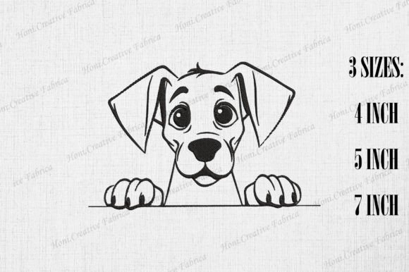 Cute Great Dane Dog Peeking Wall Embroidery