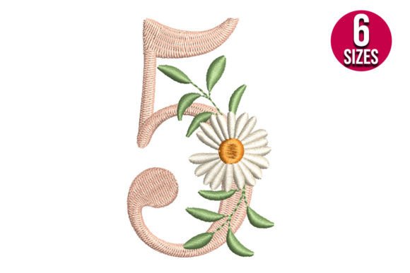 Floral Alphabet Number Five: A Charming Embroidery Design
