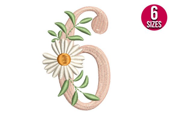Floral Number Six: A Premium Embroidery Design
