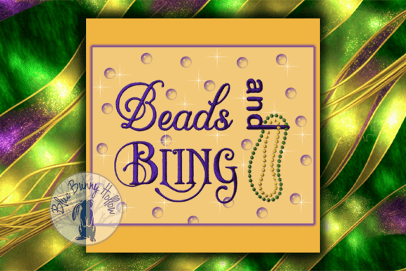 Mardi Gras Beads and Bling: A Whimsical Embroidery Design
