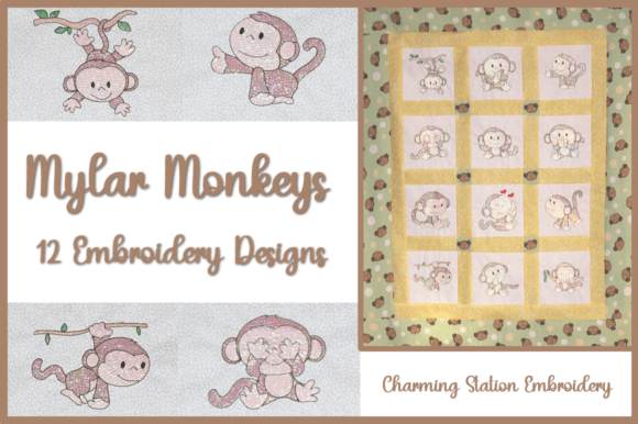 Sparkling Mylar Monkeys for Charming Embroidery