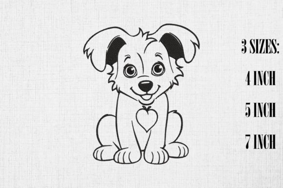Valentine Cute Border Collie: A Charming Embroidery Design