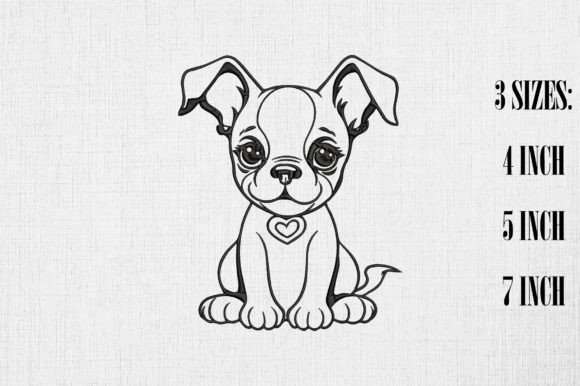 Valentine Cute Boston Terrier Embroidery