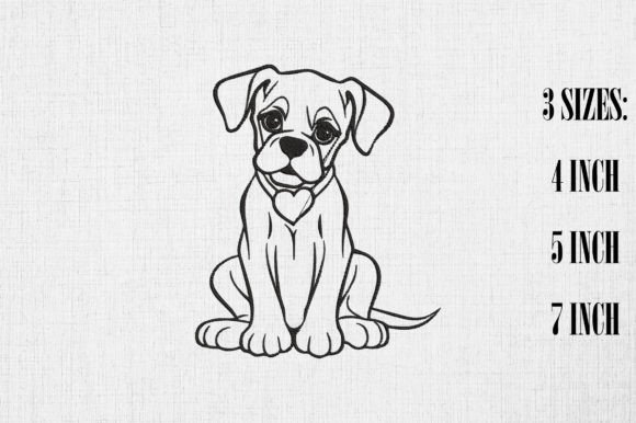 Valentine Cute Boxer Dog Embroidery Design